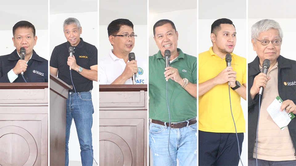 (from left to right) Assof. Prof. Joselito Florendo, Deputy Director for Administration, SEARCA; Atty. Eric D. Reynoso, Program Head, Emerging Innovation for Growth; Mr. Roel Fabillan, Chairperson, PAFC-Laguna; Mr. Marlon Tobias, Co-chairperson, PAFC-Laguna; Mr. Jay-Rness Ceria, Business Development Manager, Straw Innovations; and Dr. Luis Victor, Jr., Biogas Energy Consultant, RSBH