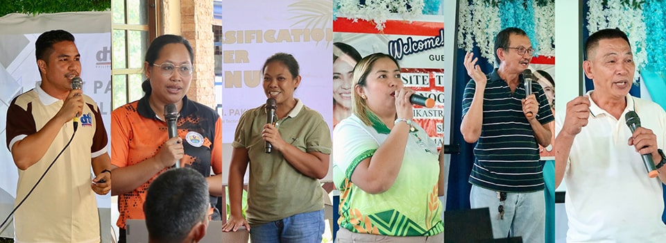 The speakers in the training series are: (L-R) Mr. Jerwin Samson, Coconut Farmers and Industry Development Project Coordinator, Department of Trade ad Industry-Quezon; Dr. Milcah Valente, Quezon Provincial Veterinarian; Ms. Lavenia Pakingan, Agricultural Technologist, MAO-Pagbilao; Ms. Astralet Marbella, Owner, Mikastra Integrated Farm; Mr. Gideon Salamat, Production Supervisor, Primero VCO Plant; Mr. Delio Sinapilo, Owner, Coco Deli Coconut Products.