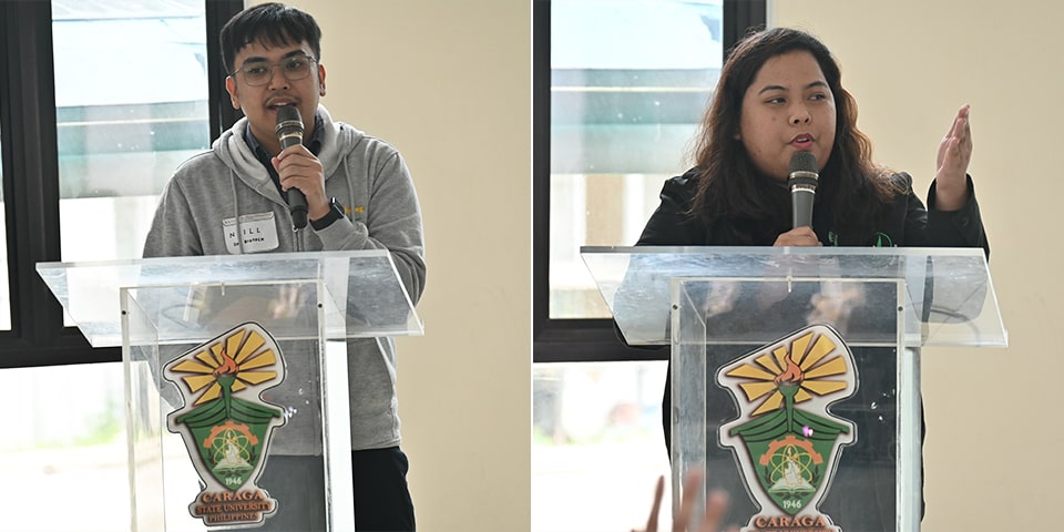 From left: Mr. Neill Armand Padlan and Ms. Darlene Joy Siena presented the programs of DA-BPO and the biosafety regulations in the Philippines, respectively.