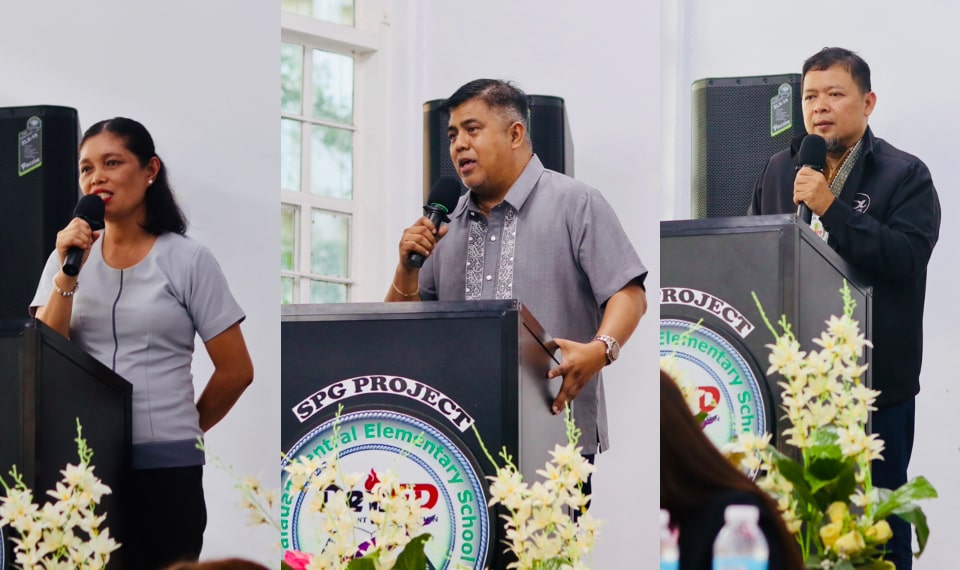 (L-R) Ms. Mylene Gutierrez, Principal III of Calauan Central Elementary School; Mr. Erwin Sacluti, Municipal Administrator of Calauan; and Mr. Luis Germina, PSDS of Calauan Sub-office, delivered their opening remarks and messages.